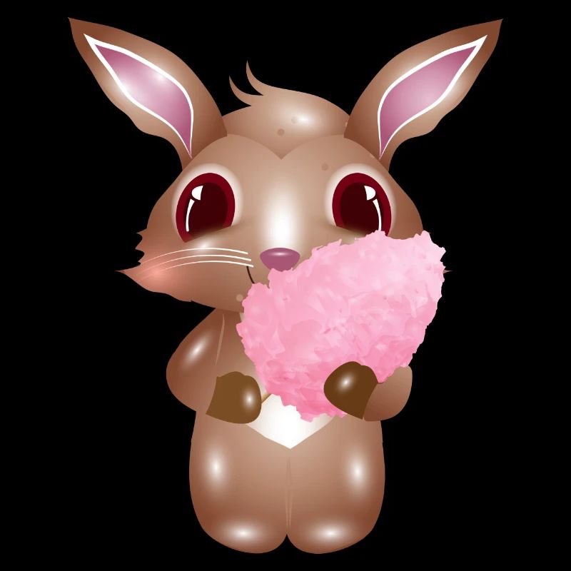 Lapin mignon avec barbe à papa rose
