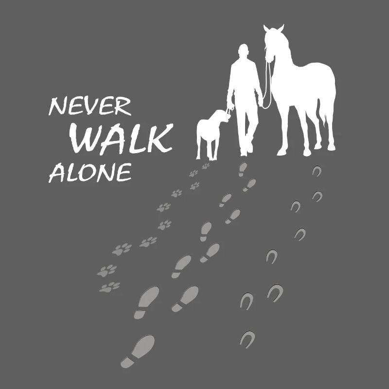 Never walk alone - Hund Pferd Reiter, Backprint
