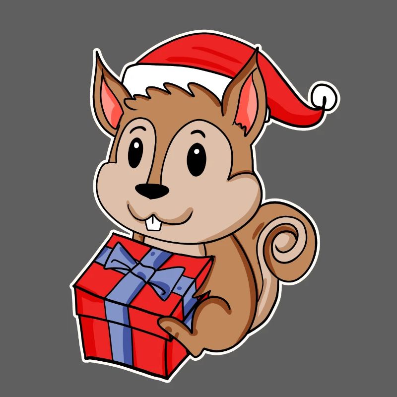 Squirrel with Santa hat