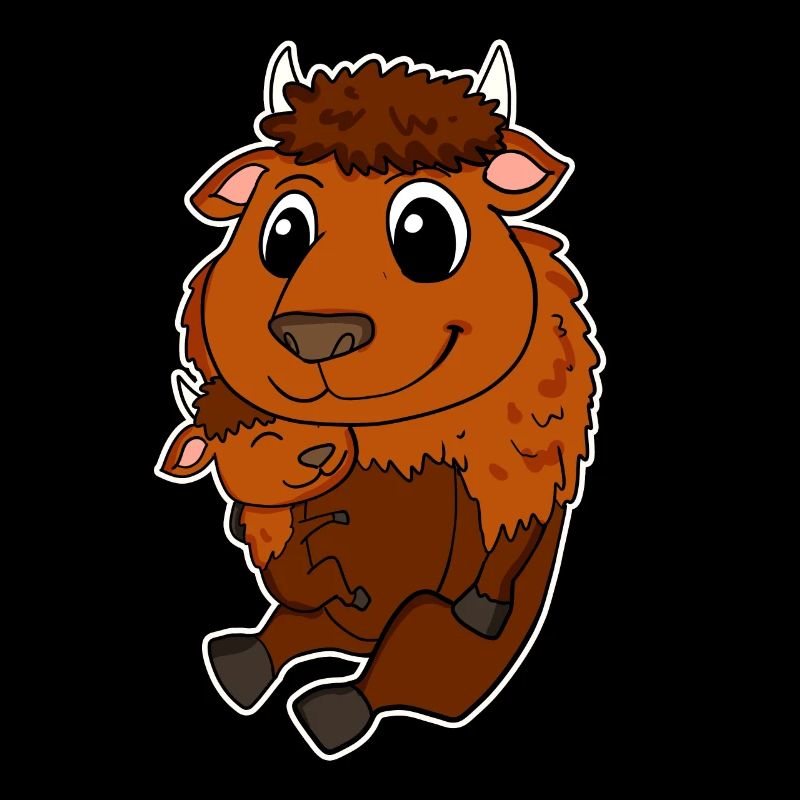 Famille de bisons - Bison avec bébé