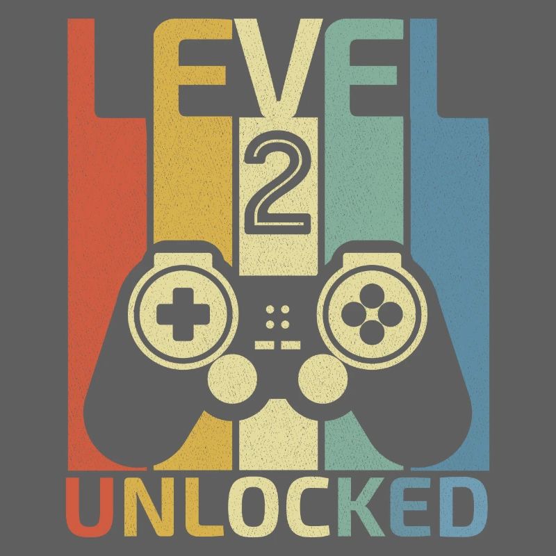 Level 2 Freigeschaltetes Hemd Videospieler 2. Geburtstag