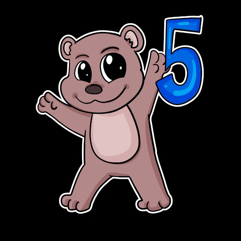 5th Birthday Motif Bear - Five Years Old