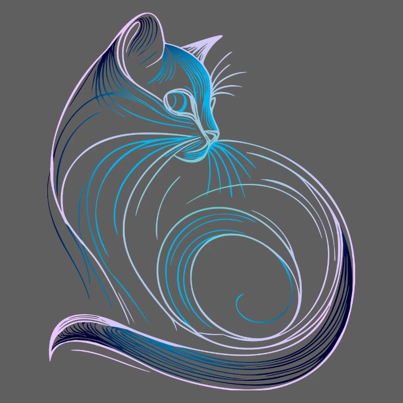 Cat style minimalist gradient blue