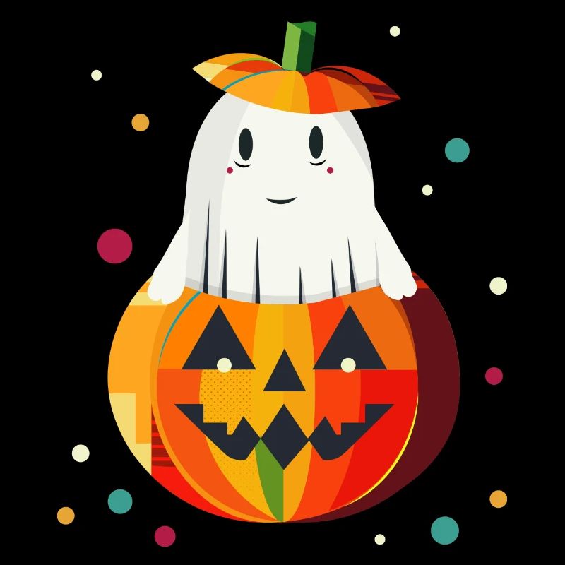 Halloween Pumpkin & Ghost for Happy Halloween