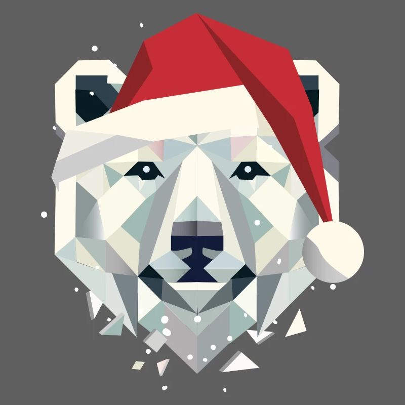 Christmas Polar Bear in Modern Geometric Style
