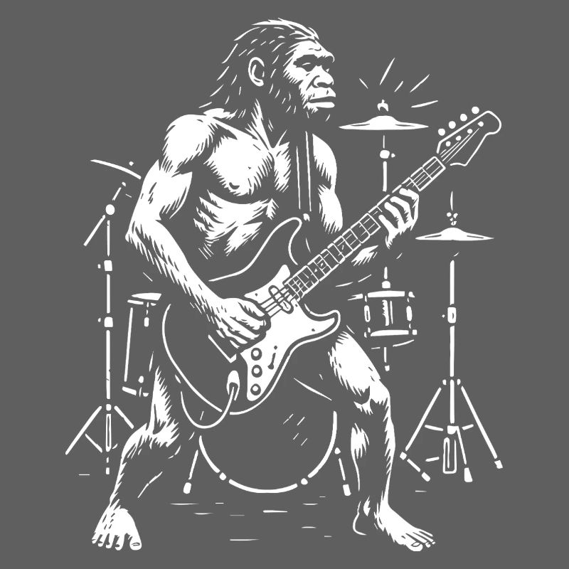 Wild Homo Erectus Guitariste en Mode Chromatique