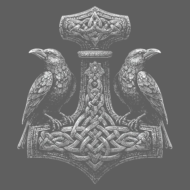 Nordic ravens and Thor's hammer design