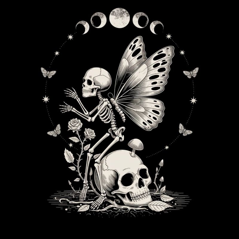Gothic Skeleton Fairy With Moon Phases