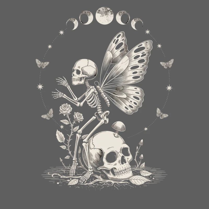 Fée squelette gothique avec phases de lune