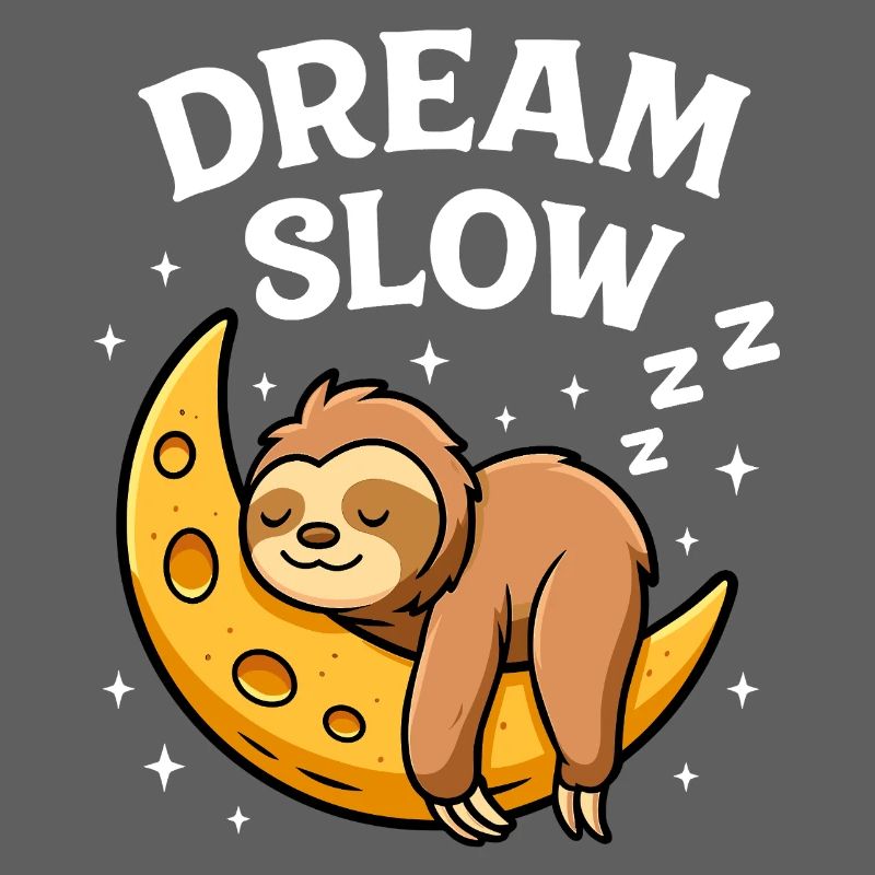 Cute sleeping sloth on moon