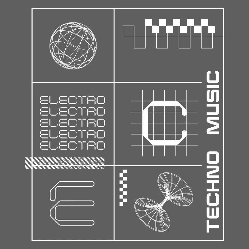 Affiche géométrique Elecotro Tech Grid Retro