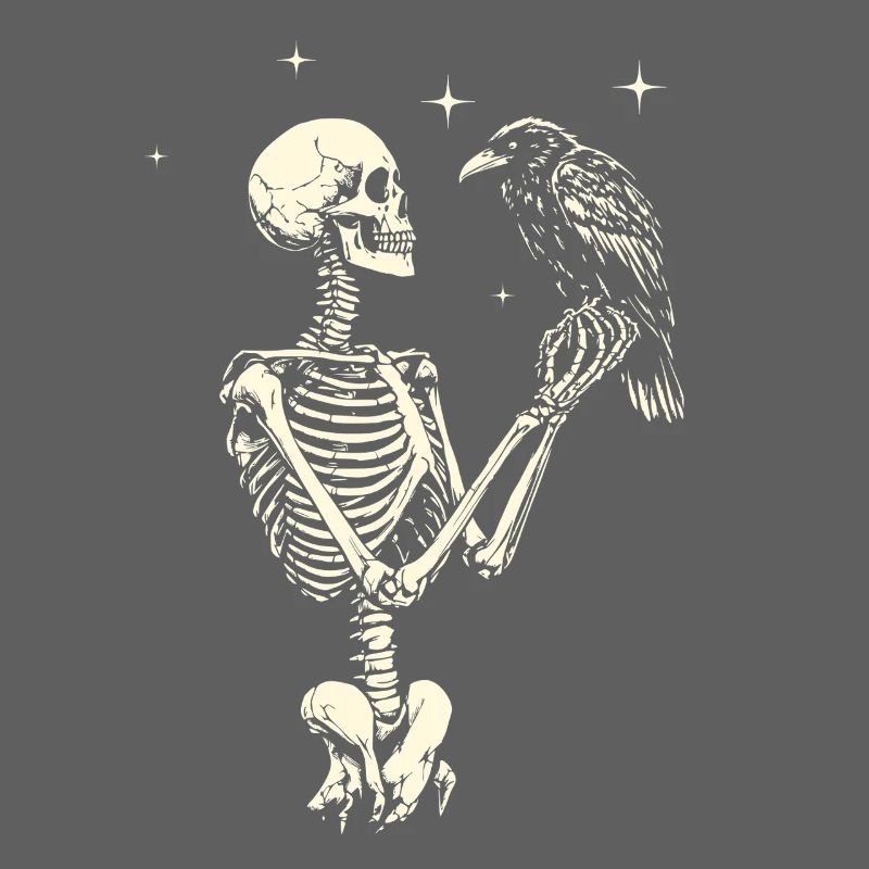 Squelette avec corbeau