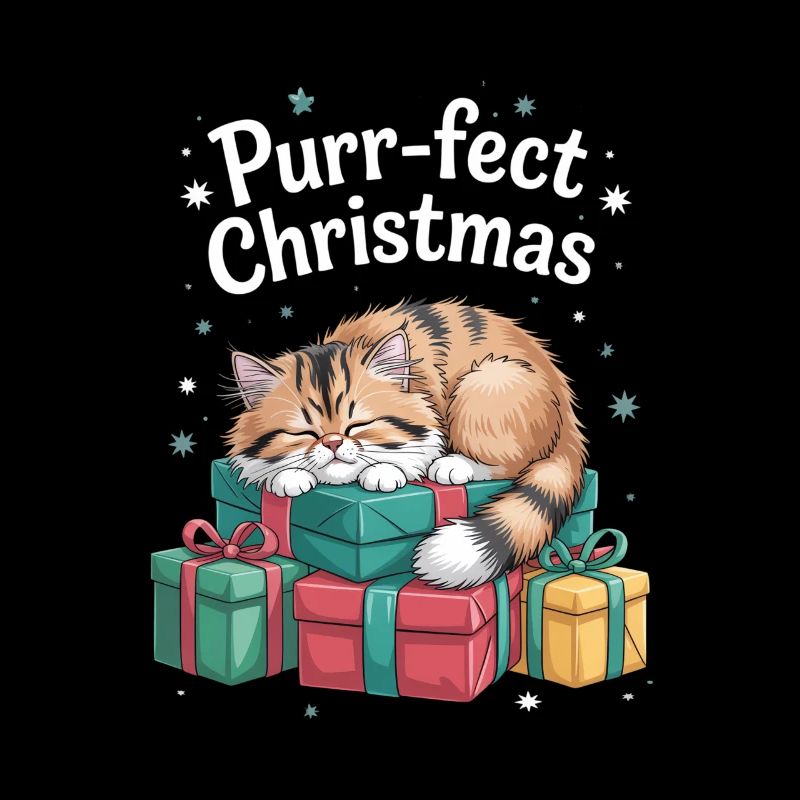 Ronronnement de Noël Chat endormi Noël