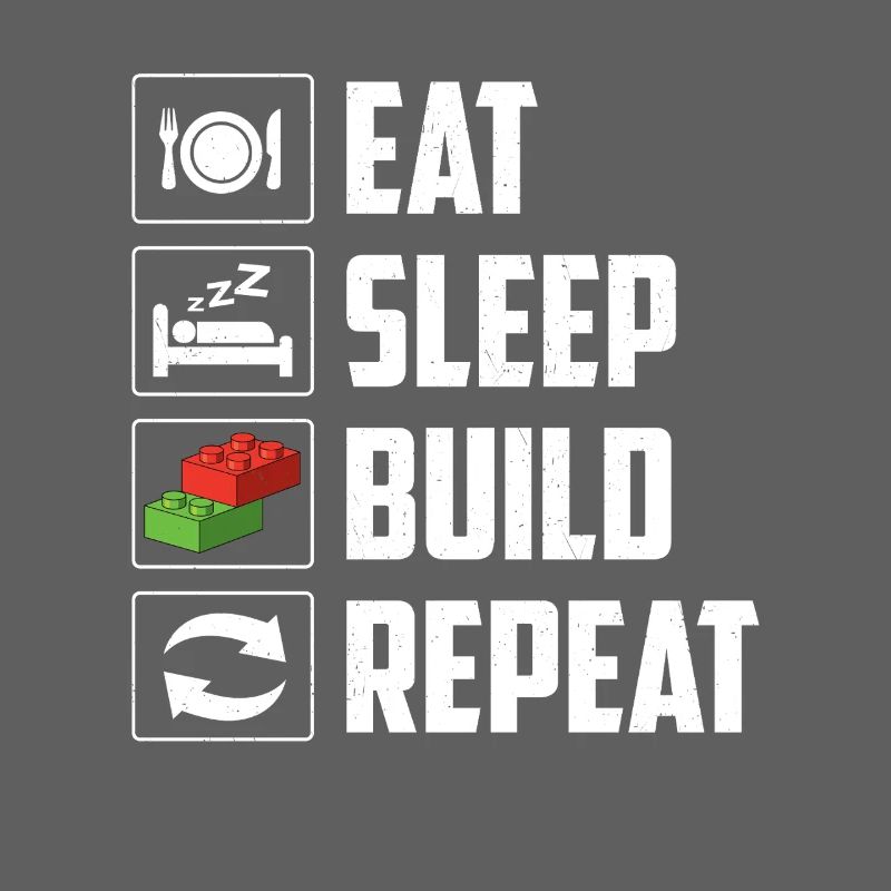 Manger dormir construire Répéter le bloc de construction de briques 