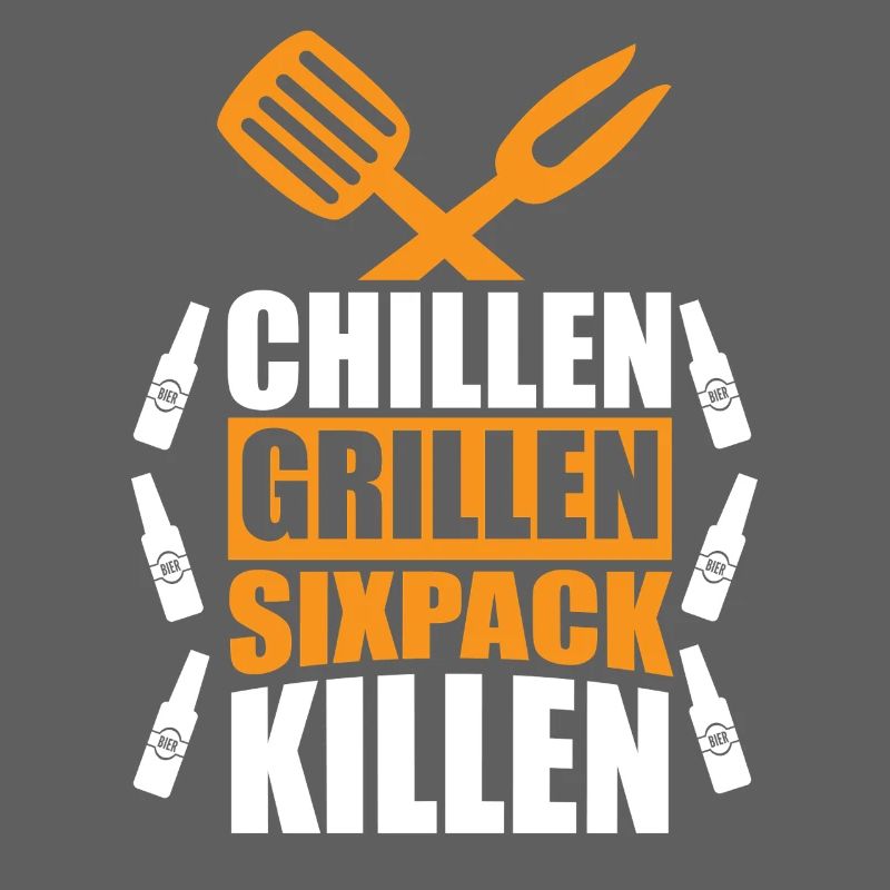 Chilling Grilling Sixpack Kill / BBQ Saying Funny