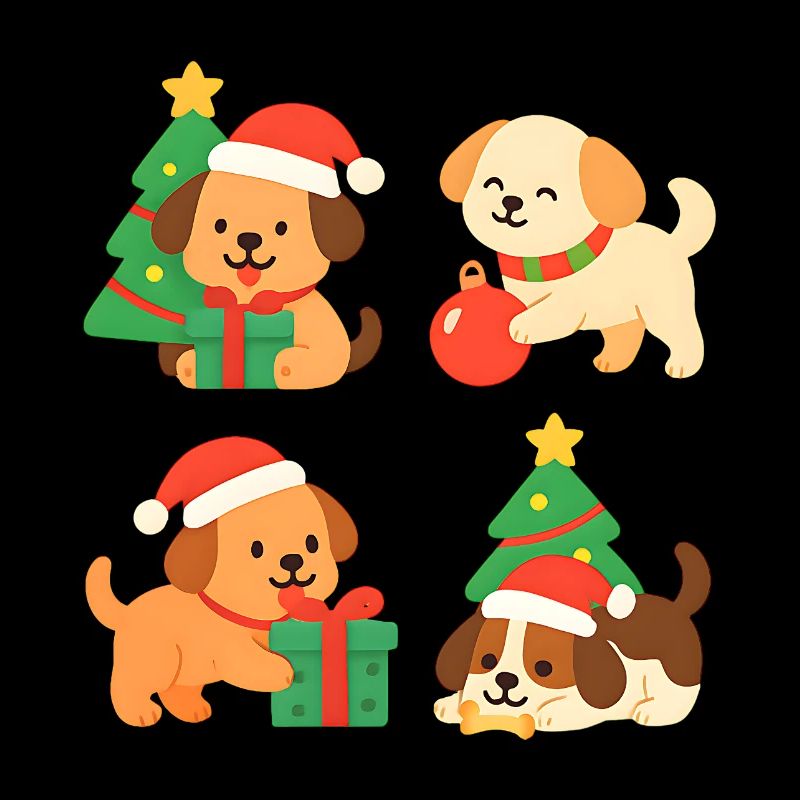 Weihnachtshunde mit Geschenken
