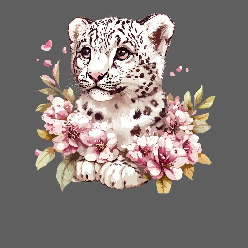 Leopard cub with flower wreath