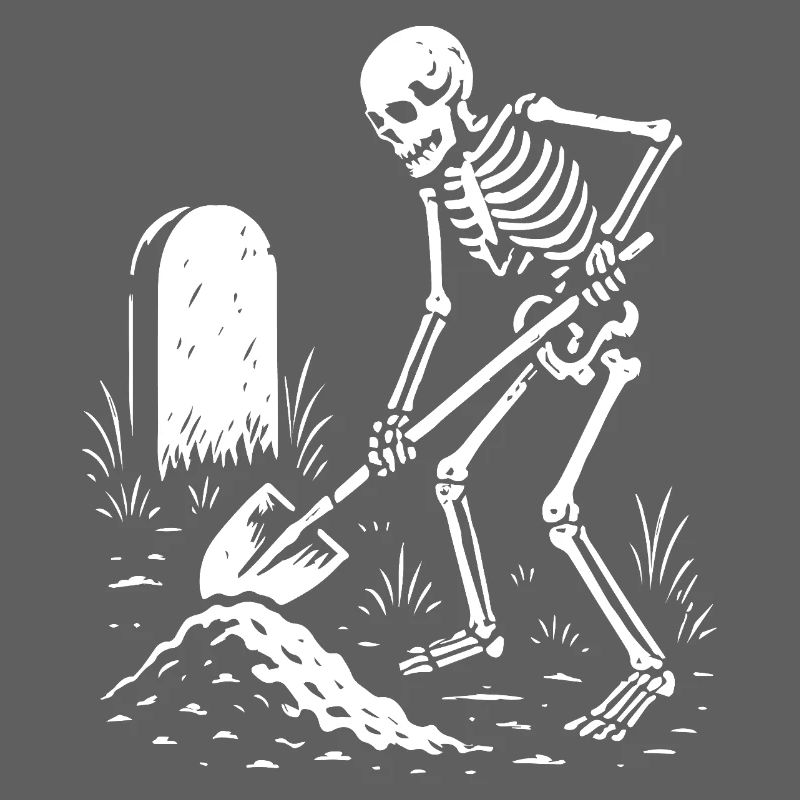 Skeleton Digging in Graveyard