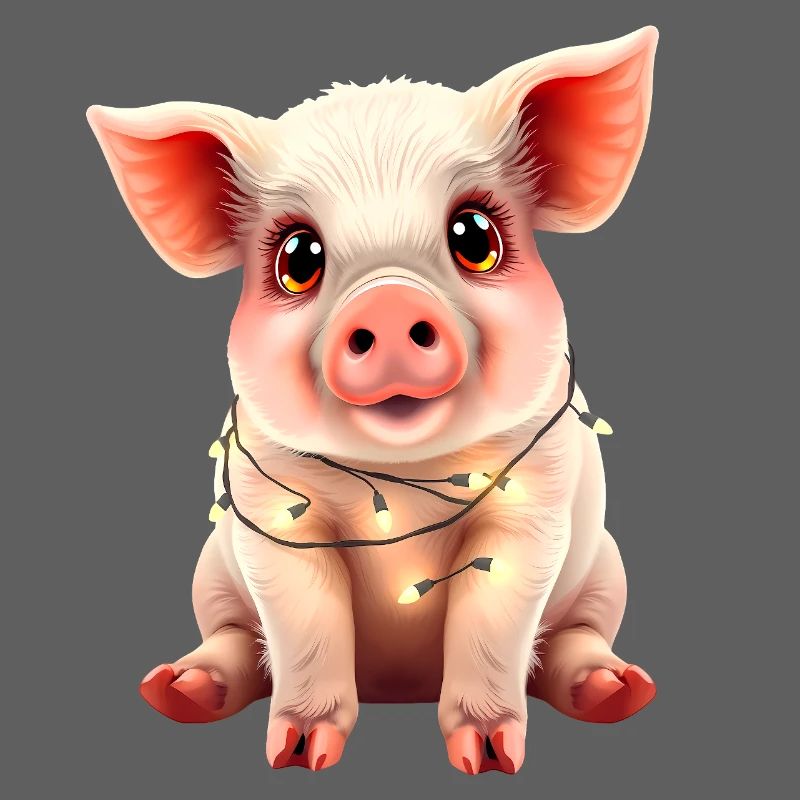 Cochon drôle drôle d’animal de ferme de Noël mignon