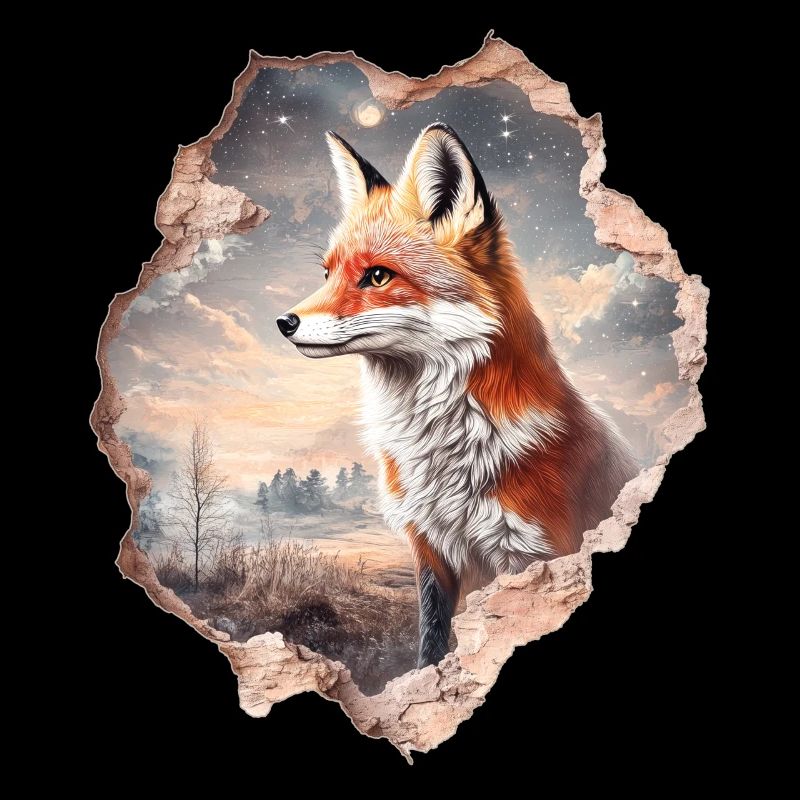 Fox and starry sky