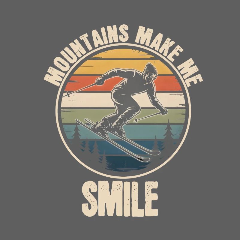 Mountains Make Me Smile Retro Skiing