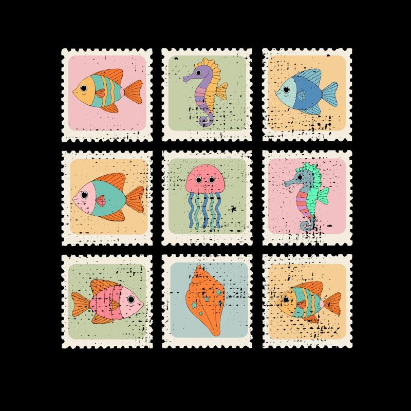 Tiere des Meeres Muster-Stempel