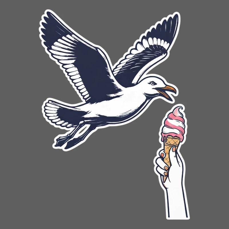 Lustige Möwe Stiehlt Eiscreme