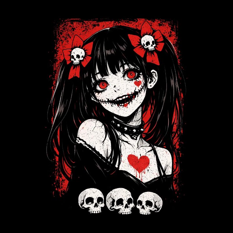 Japanisches Horror Anime Mädchen Gruseliges Goth