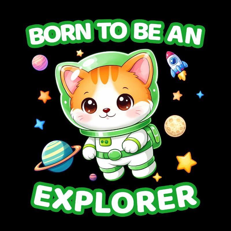 Born to Be an explorer Neutral Astronaut Kitten 1