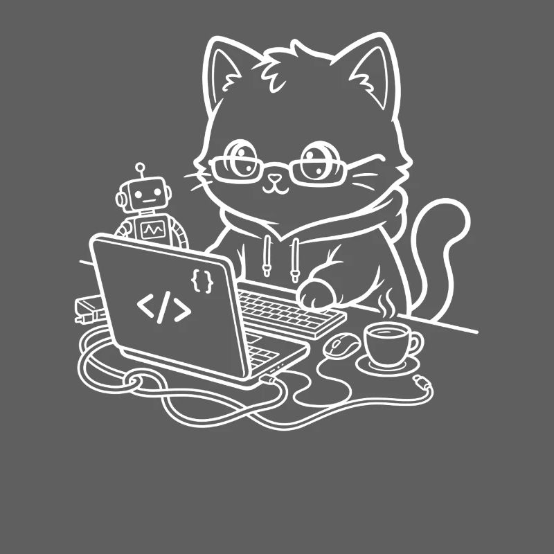 Coder Kawaii Cat Programmer
