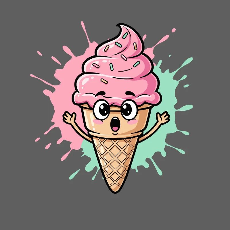 Cornet de glace Kawaii avec des vermicelles
