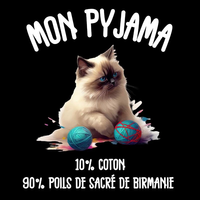 Pyjama Chat Sacré de Birmanie Drôle