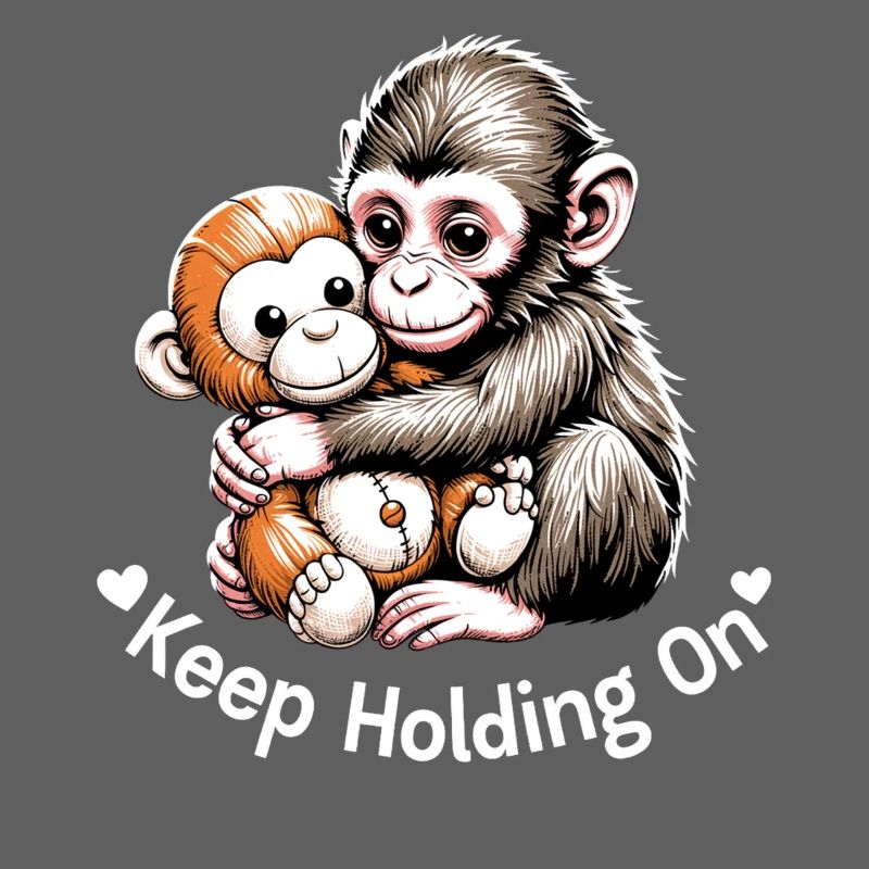 Keep Holding On Monkey Hug Illustration