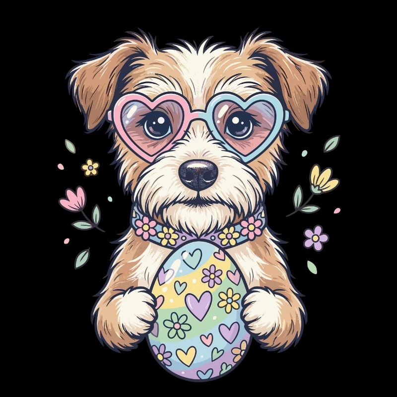 Hunde mit Herzbrille und Oster-Ei