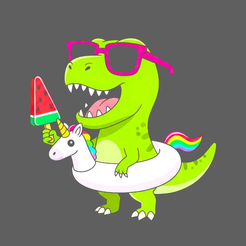 Neon-Dino mit Eis und Einhorn