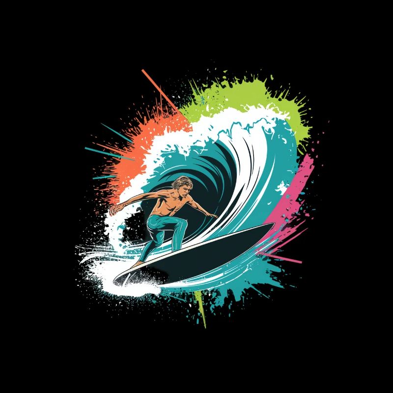 Bunter Surfer Wasserfarben Spritzer Graffiti