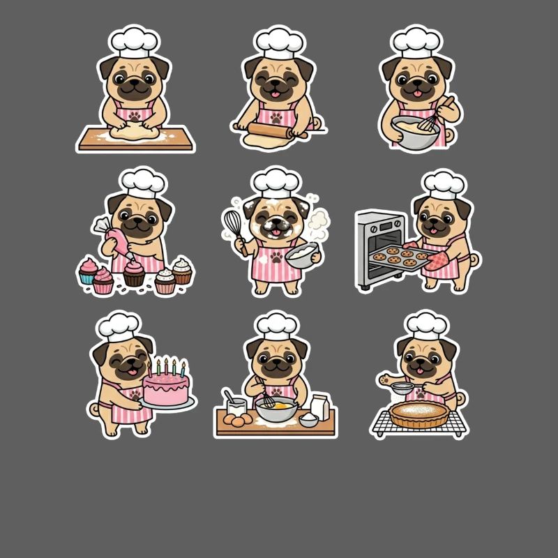 Funny Pug Baecker Baking Pastry Chef