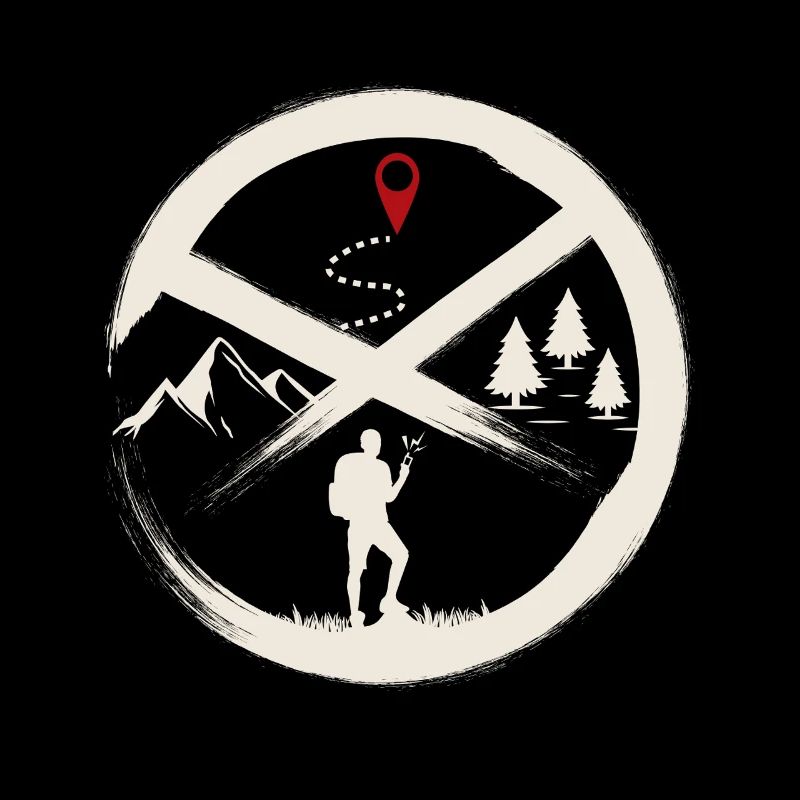 Geocaching Hiker Nature Map Pin Art