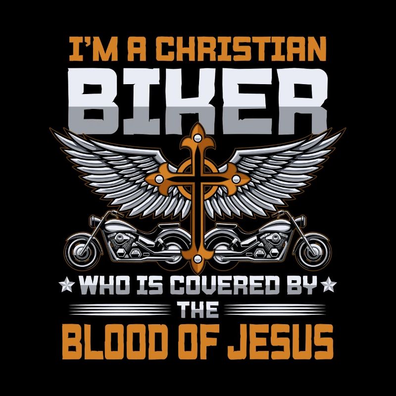 Biker chrétien couvert par Jesus Blood Design