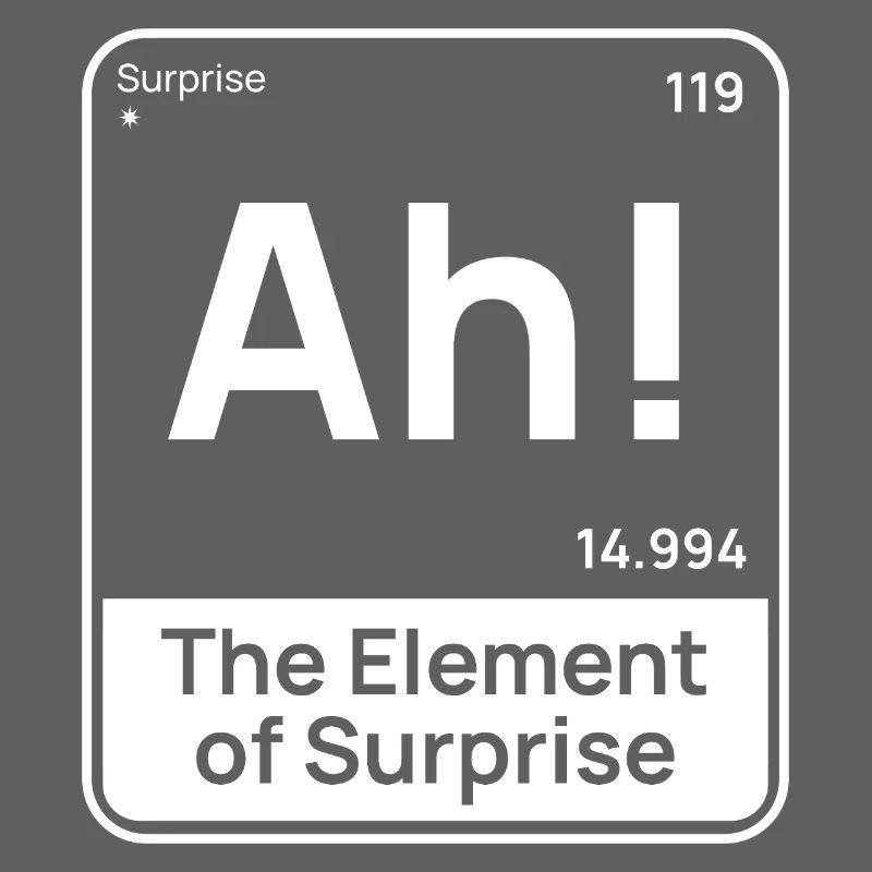 Drôle de design chimique – Élément de surprise « Ah »