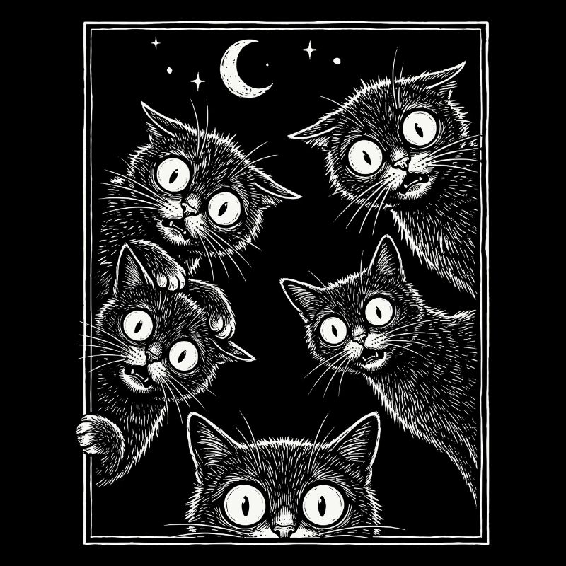 Spooky Staring Black Cats