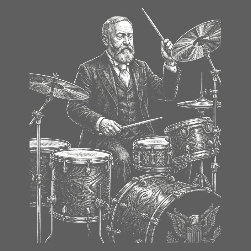 Benjamin Harrison joue de la batterie