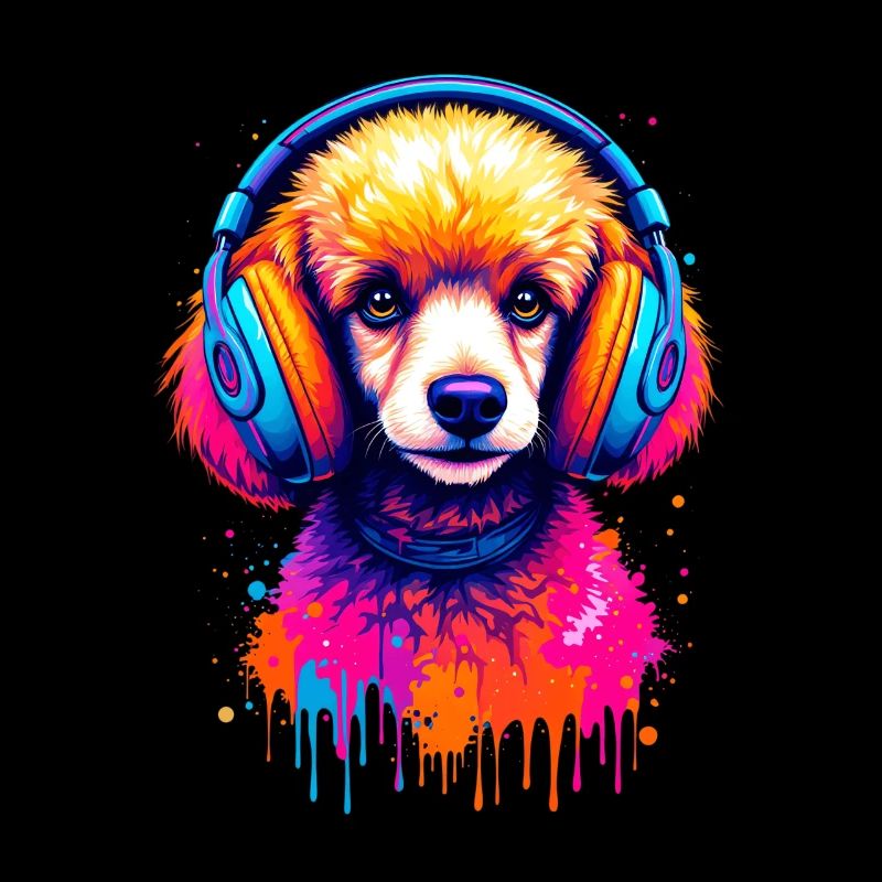Caniche avec un casque