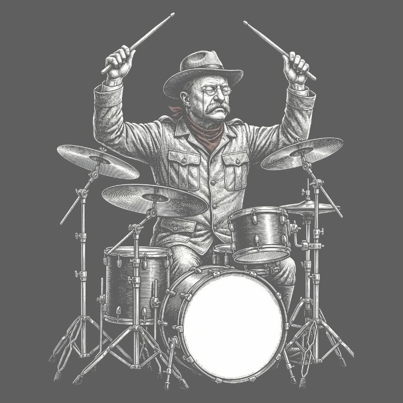 Theodore Roosevelt plays drums
