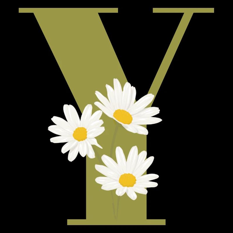 Letter y green daisies