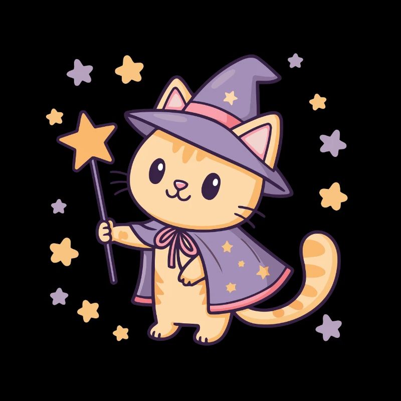 Starry pastel wizard cat