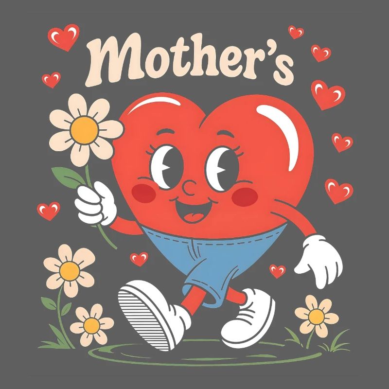 Muttertag Retro Herz mit Blumen