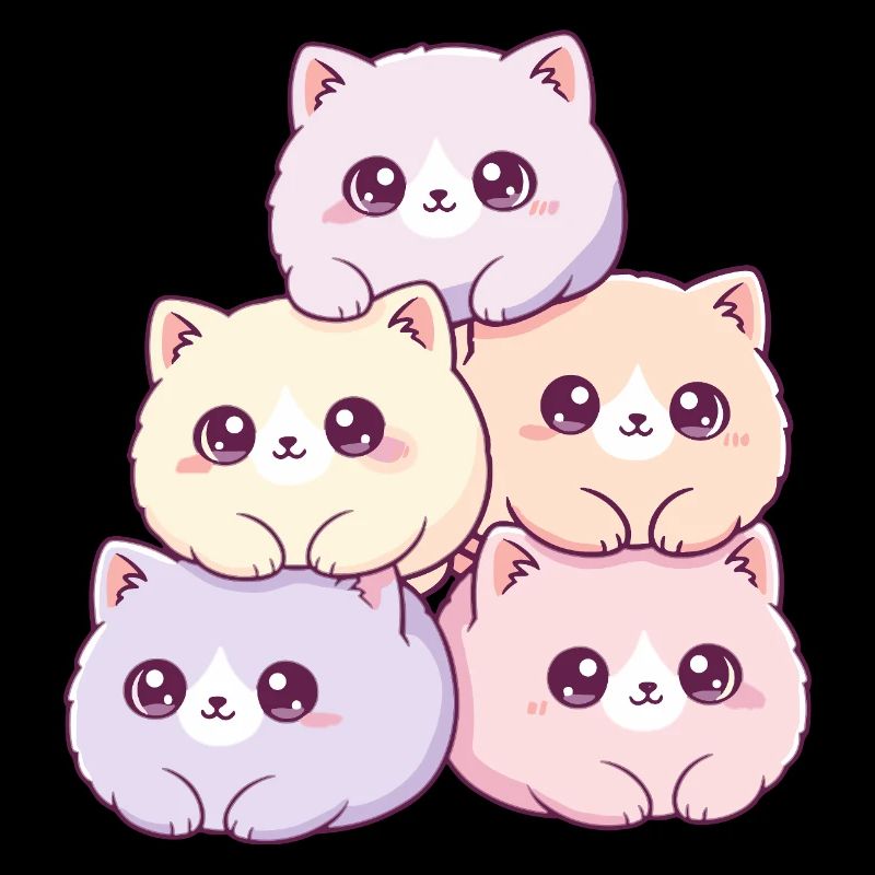 Pastel cats bunch cuddly happy