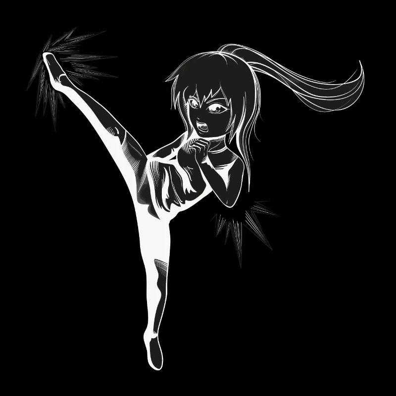 Chibi Girl mit kick - white