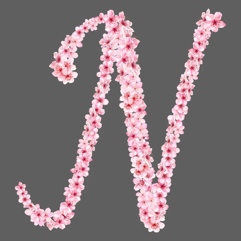 Cherry blossom initial N